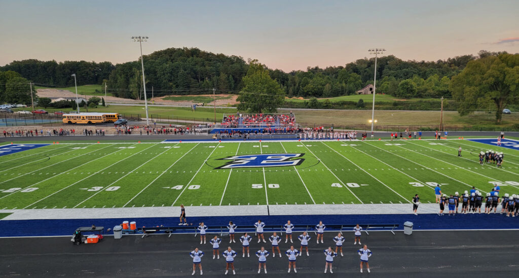 high school football game|high school football game|estill county train car|high school football building at stadium|high school football building at stadium|football field aerial shot||||||||||