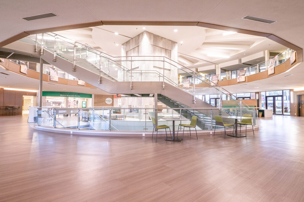 higher education building interior student center|higher education student center front desk|higher education student center front desk|higher education student center gathering space||||||