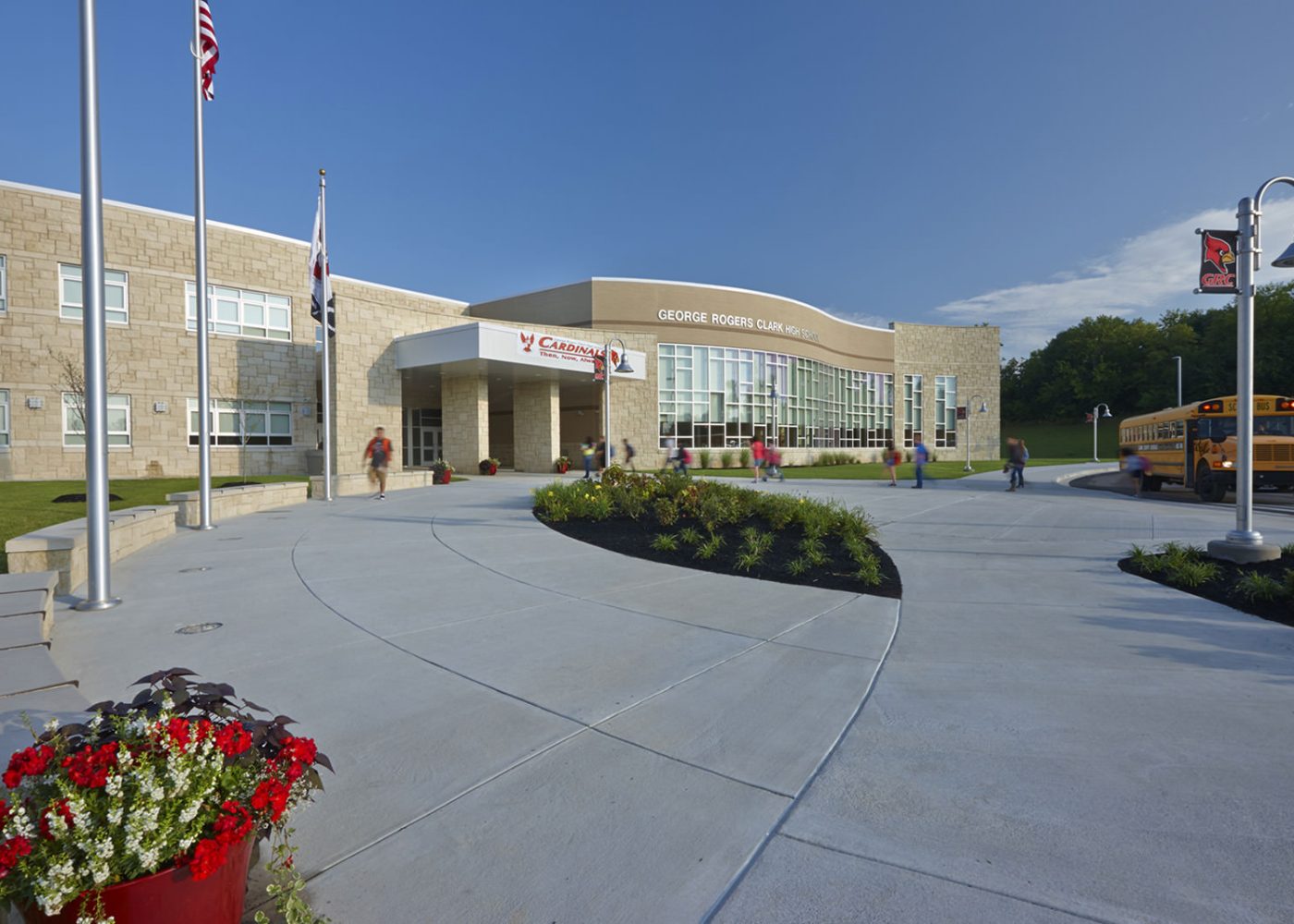 high school building exterior entrance|high school rooftop garden space|high school cafeteria students|high school library seating|outdoor learning high school social staircase|high school auditorium|school building exterior walkway||||||||||||