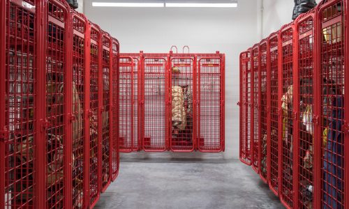 The equipment room in Clark County Fire Station 61 in Las Vegas, NV sits off the main apparatus bay.