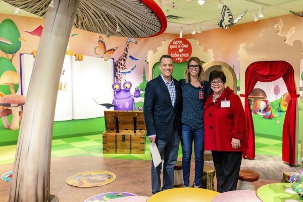 Holly Teague, Environmental Graphics Manager Emmie Crosley, and Sr. Executive Director of Education Design Konrad Judd at the Dr. Sarah K. Jandrucko AEL Open House