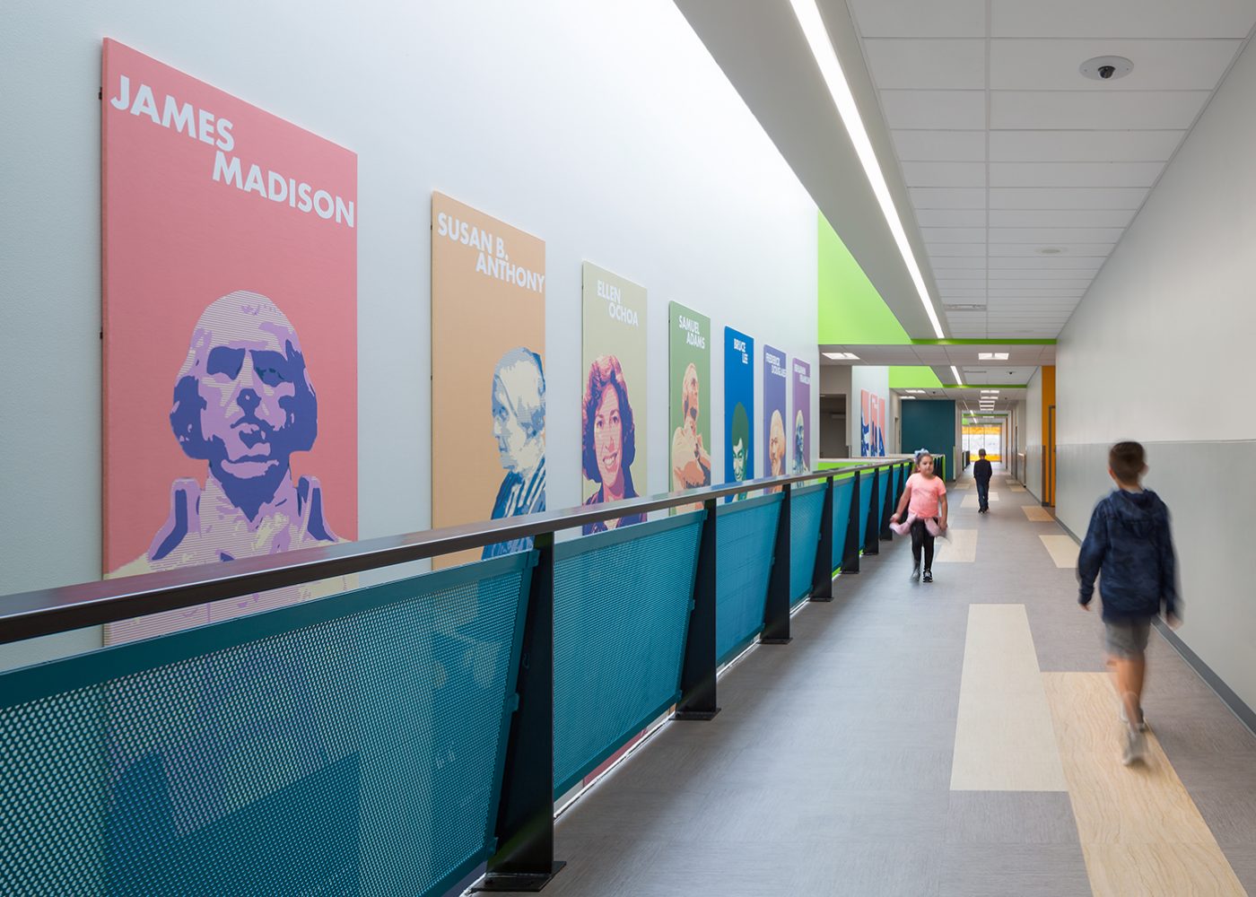 The hall of patriots features murals of important American patriots at Jenkins Elementary School in Las Vegas, NV.