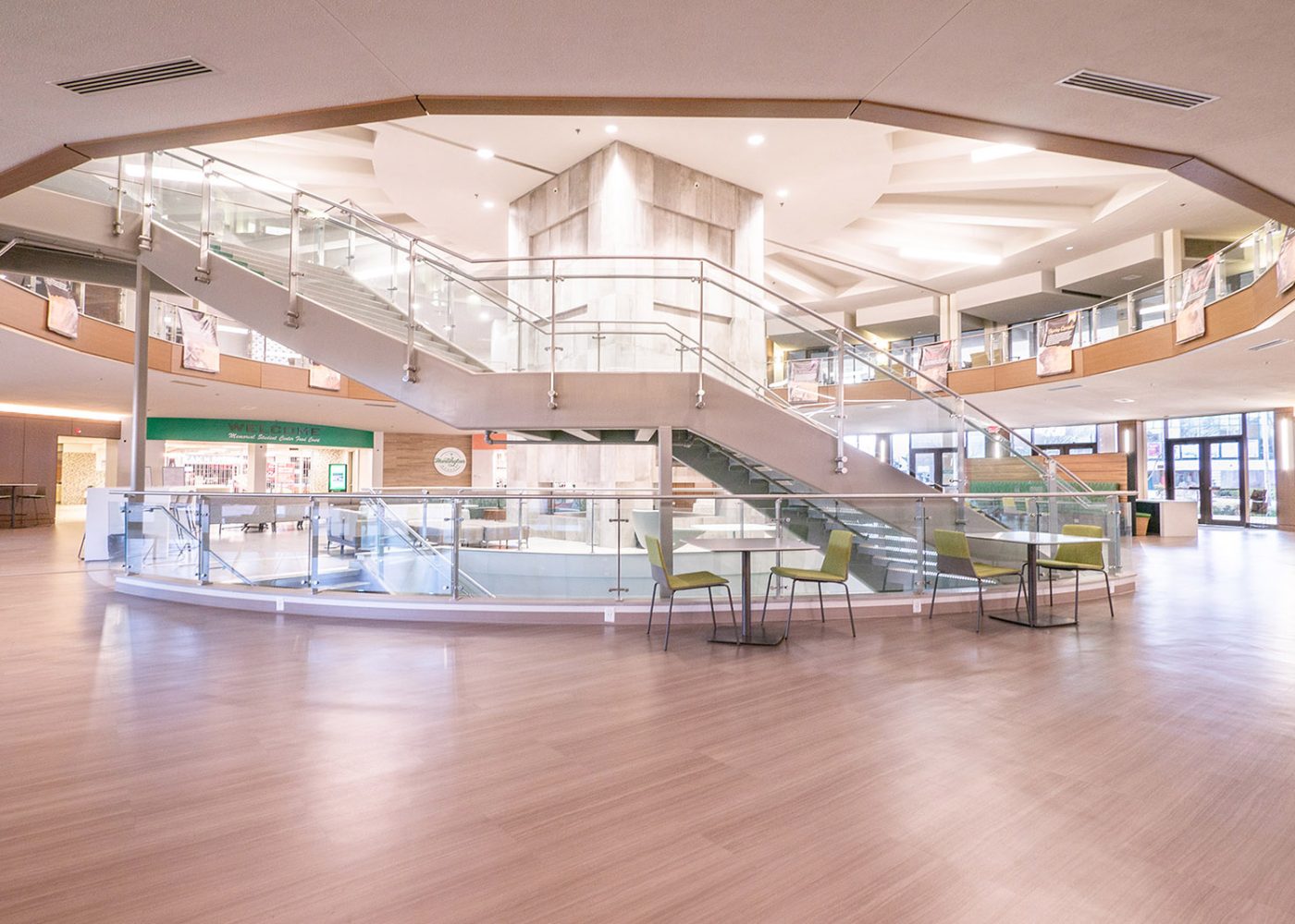 higher education building interior student center|higher education student center front desk|higher education student center front desk|higher education student center gathering space||||||