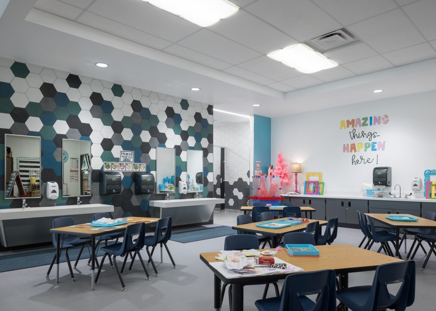 The kindergarten room at Northeast Career Technical Academy, a technical high school in North Las Vegas, NV.