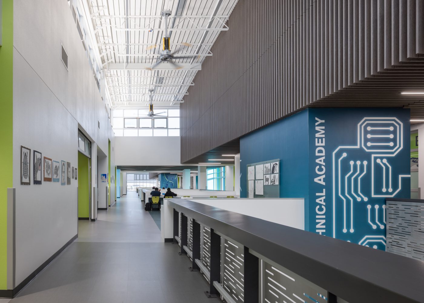 View of one of the hallways at the Northeast Career Technical Academy, a technical high school in North Las Vegas, NV.