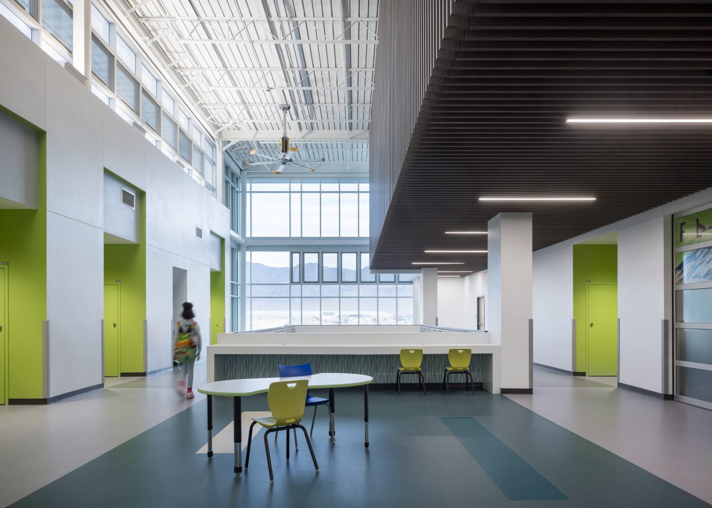 View of one of the hallways at the Northeast Career Technical Academy, a technical high school in North Las Vegas, NV.