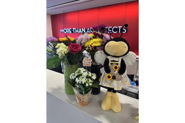 Plano office Earth Day flowers resize