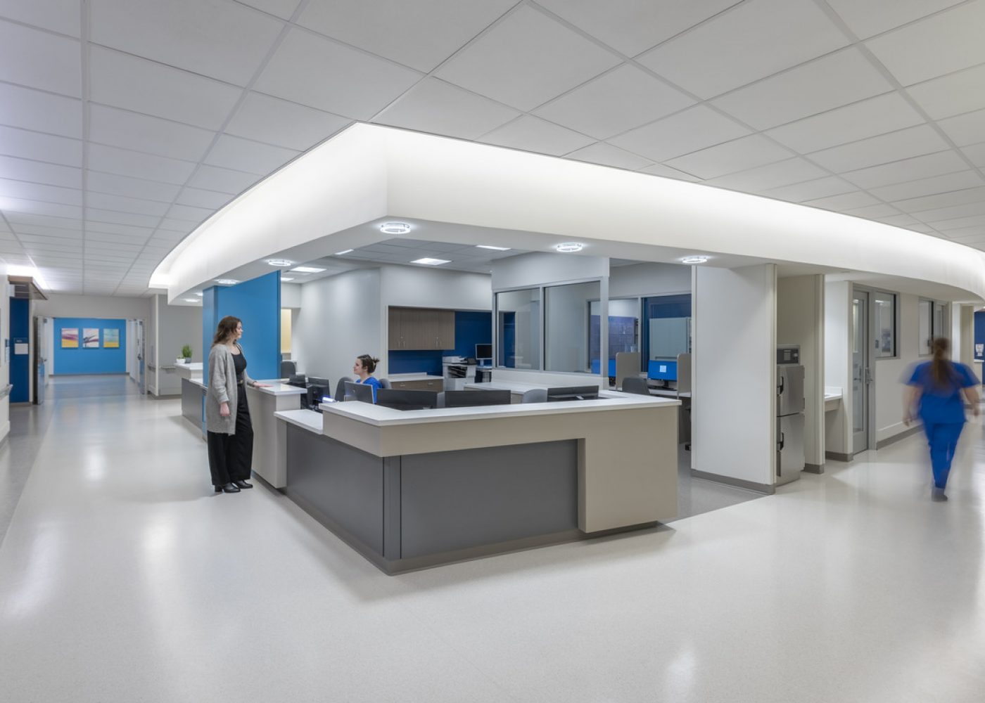 Interior design image of Virginia Hospital Center Intermediate Care Unit in Arlington VA by Carson King of CPI Productions