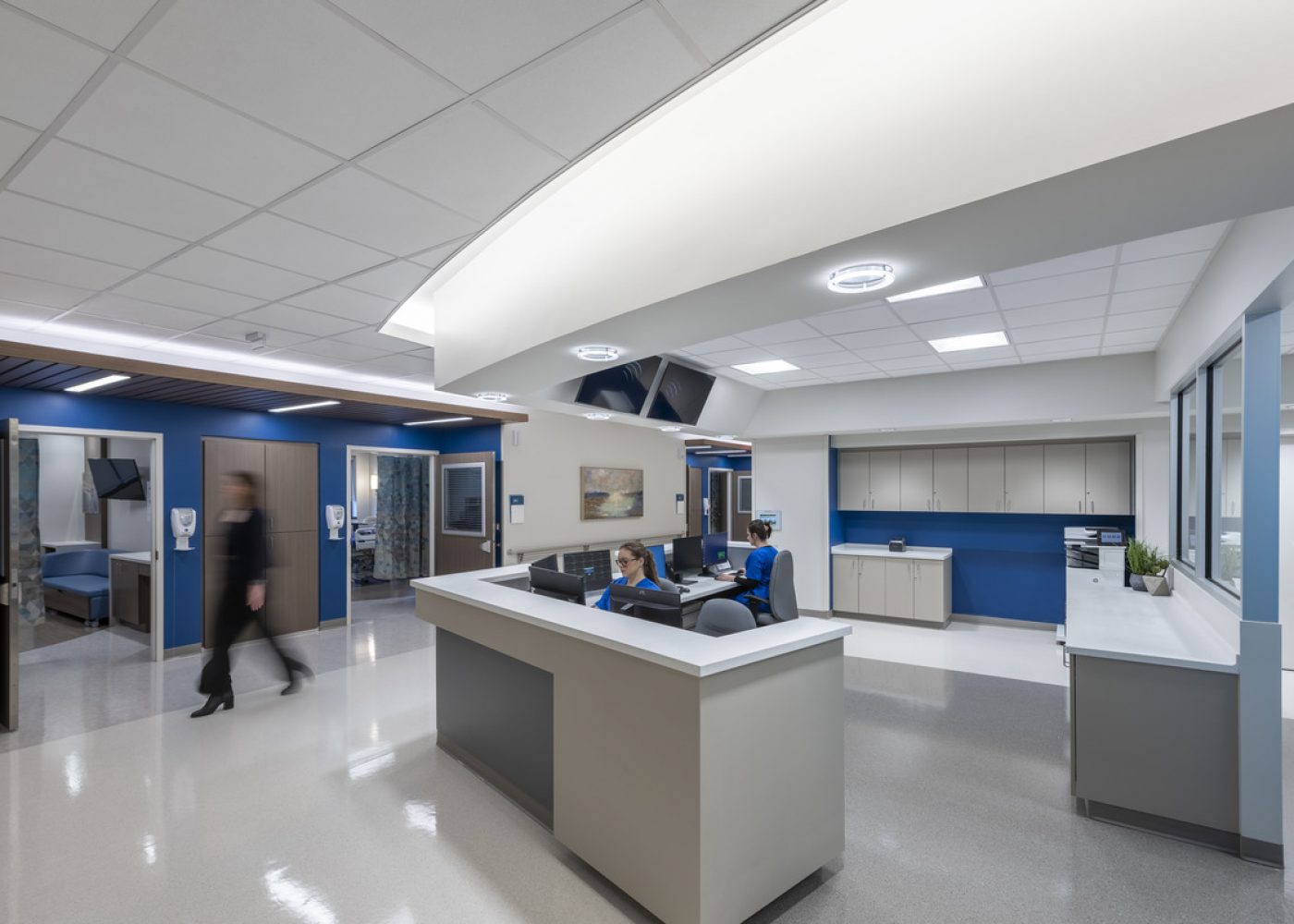 Interior design image of Virginia Hospital Center Intermediate Care Unit in Arlington VA by Carson King of CPI Productions